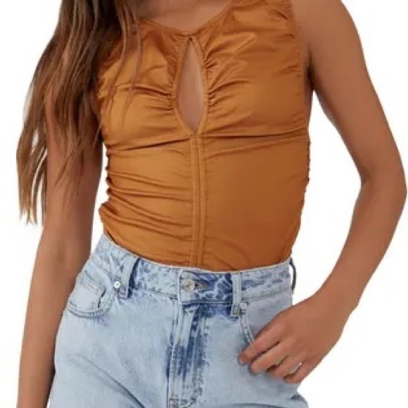 FREE People Ride Along Ruched Crop Tank NWT - Picture 1 of 11